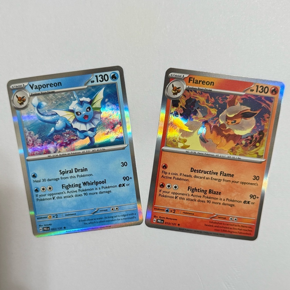 3/$18 Vaporeon SV Prismatic Evolutions & Flareon SV Prismatic Evolutions 2025 NM